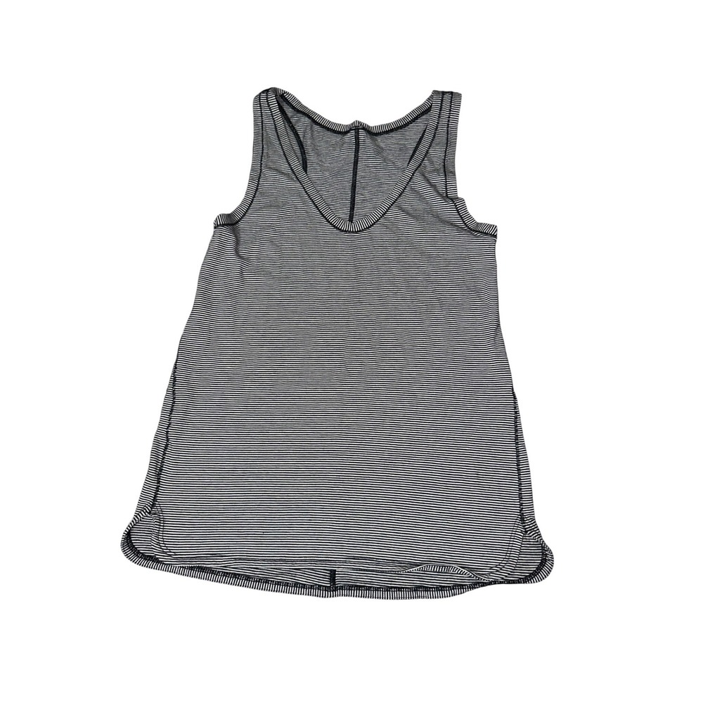 Lululemon Circadian Tank Top Womens 4 Gray Black Striped Sleeveless Athletic Run